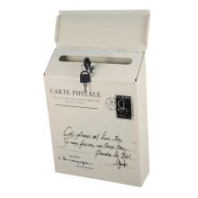 Vintage Locking Wall Mounted Mailbox with Key, Durable Iron Secure Outdoor Post Box for Home and Office