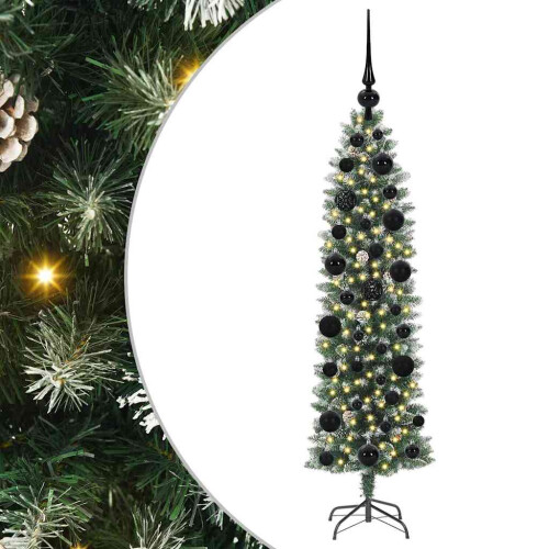 Berkfield Artificial Slim Christmas Tree Green and White 120 cm 1