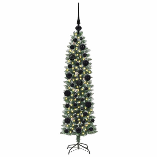 Berkfield Artificial Slim Christmas Tree Green and White 120 cm 2