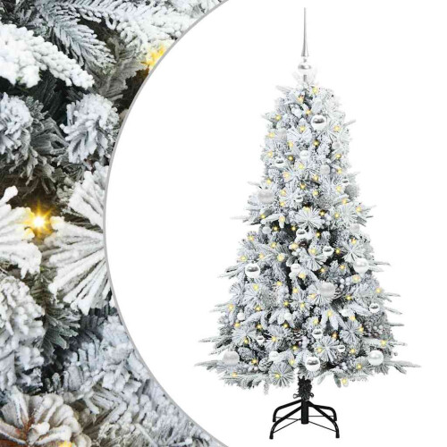Berkfield Artificial Hinged Christmas Tree White 150 cm PE and PVC 1