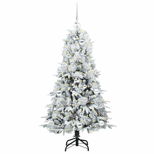 Berkfield Artificial Hinged Christmas Tree White 150 cm PE and PVC 2