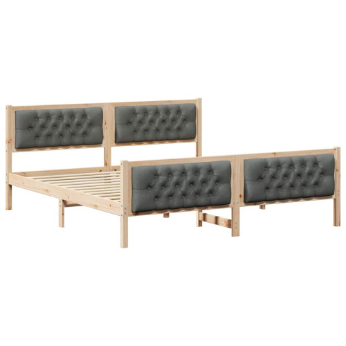 Berkfield Bed Frame with Headboard Dark Grey 180 x 200 cm Solid Pine Wood 1