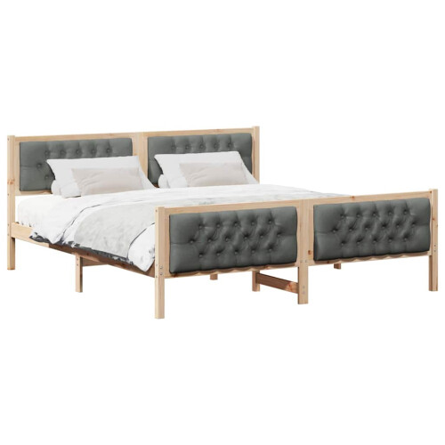 Berkfield Bed Frame with Headboard Dark Grey 180 x 200 cm Solid Pine Wood 2