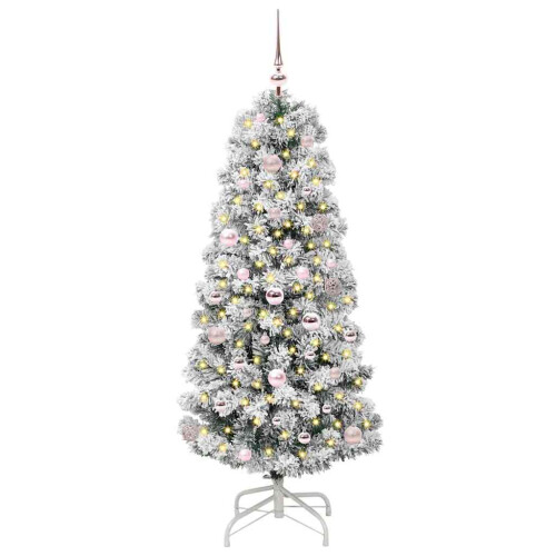 Berkfield Artificial Hinged Christmas Tree Green and White 150 cm 2