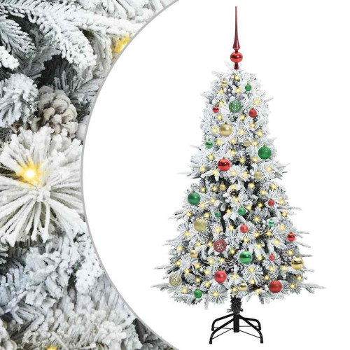 Berkfield Artificial Hinged Christmas Tree White 150 cm PE and PVC 1