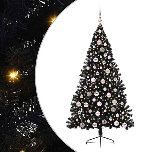 Berkfield Artificial Pre-lit Christmas Tree Black 180 cm PVC 1