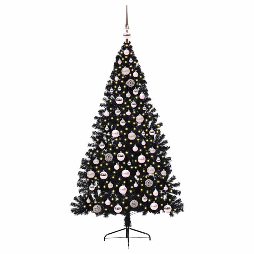 Berkfield Artificial Pre-lit Christmas Tree Black 180 cm PVC 2