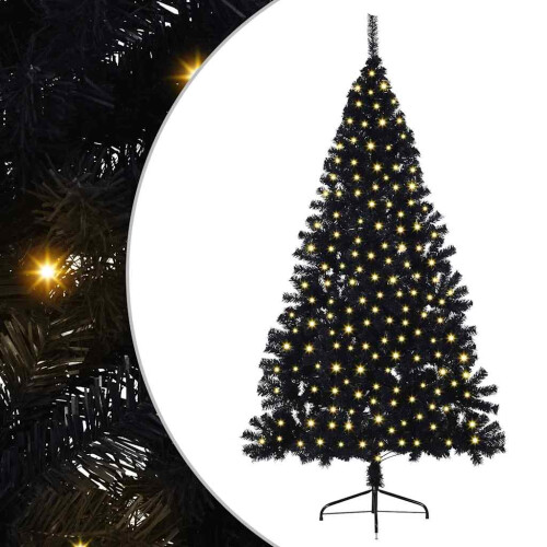 Berkfield Artificial Pre-lit Christmas Tree Black 180 cm PVC 1