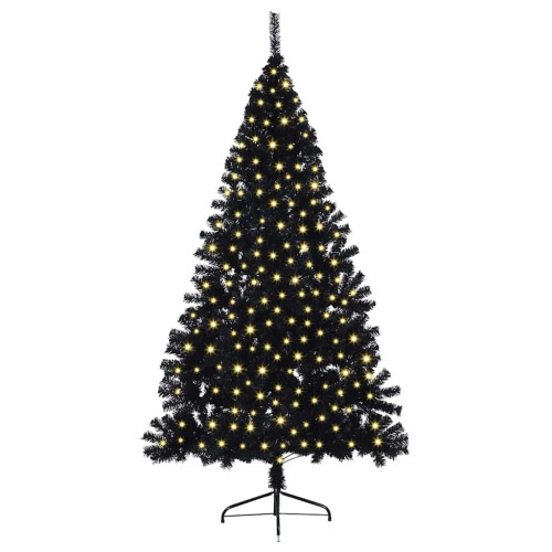 Berkfield Artificial Pre-lit Christmas Tree Black 180 cm PVC 2