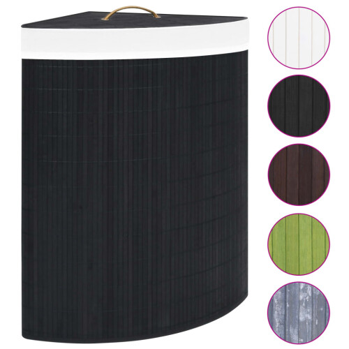 Berkfield Bamboo Corner Laundry Basket Black 60 L 1