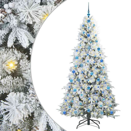 Berkfield Artificial Hinged Christmas Tree White 210 cm PE and PVC 1