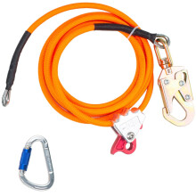 Tree Climbing Flipline 1/2 Inch x 14 Ft Adjustable Steel Core Lanyard with Triple Lock Safety and Nylon Sheath