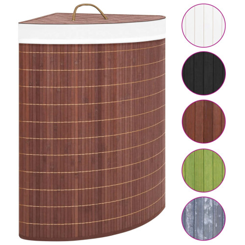 Berkfield Bamboo Corner Laundry Basket Brown 60 L 1