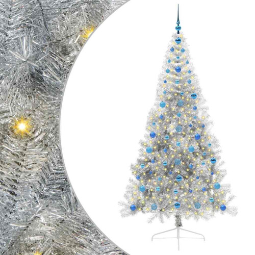 Berkfield Artificial Pre-lit Christmas Tree Silver 210 cm PET 1