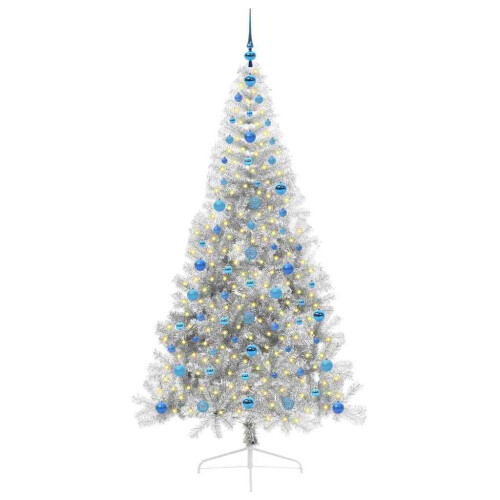 Berkfield Artificial Pre-lit Christmas Tree Silver 210 cm PET 2