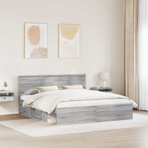 Berkfield Bed Frame Grey Sonoma 180 x 200 cm Engineered wood 2