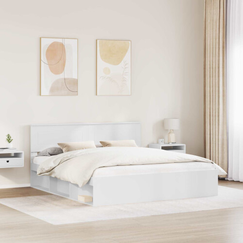 Berkfield Bed Frame with Headboard White 180 x 200 cm Engineered wood 2