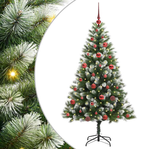 Berkfield Artificial Hinged Christmas Tree with Flocked Snow 150 cm 1