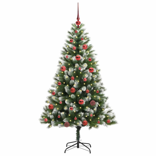 Berkfield Artificial Hinged Christmas Tree with Flocked Snow 150 cm 2