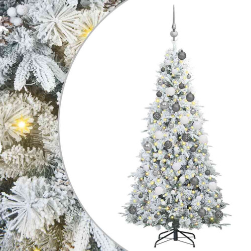 Berkfield Artificial Hinged Christmas Tree White 180 cm PE and PVC 1