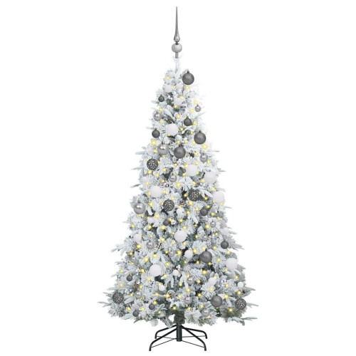 Berkfield Artificial Hinged Christmas Tree White 180 cm PE and PVC 2