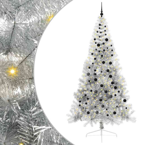 Berkfield Artificial Pre-lit Christmas Tree Silver 240 cm PET 1