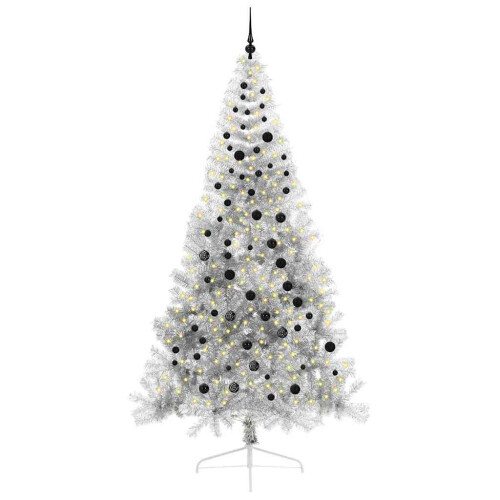 Berkfield Artificial Pre-lit Christmas Tree Silver 240 cm PET 2