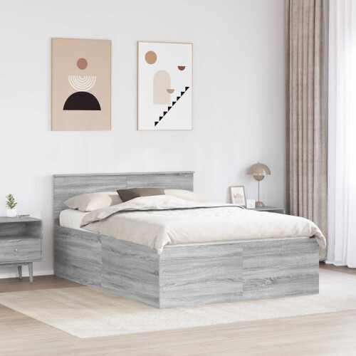 Berkfield Bed Frame Grey Sonoma 150 x 200 cm Engineered Wood 2