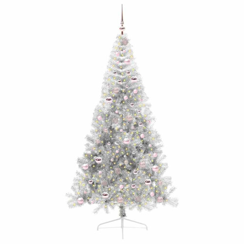 Berkfield Artificial Pre-lit Christmas Tree Silver 210 cm PET 2