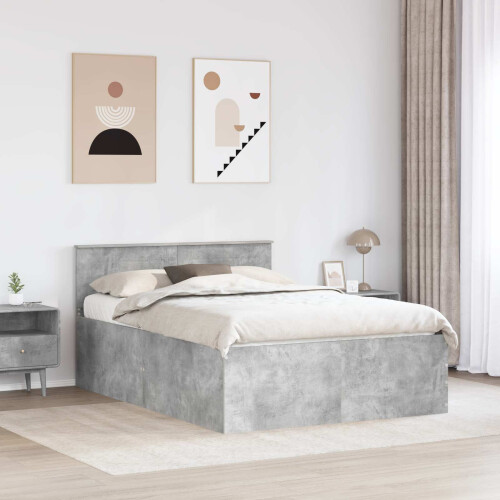 Berkfield Bed Frame Concrete Grey 150 x 200 cm Engineered Wood 2