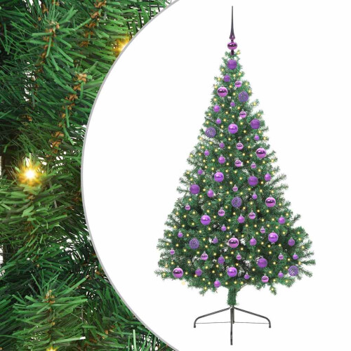 Berkfield Artificial Pre-lit Christmas Tree Green 180 cm PVC 1