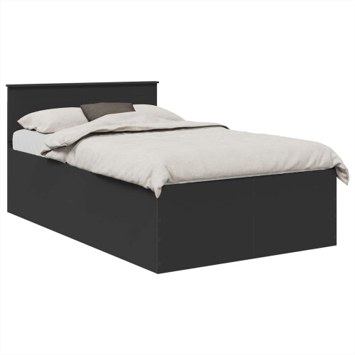 Berkfield Bed Frame with Headboard Black 135 x 190 cm Engineered Wood 1
