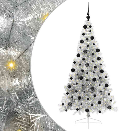 Berkfield Artificial Pre-lit Christmas Tree Silver 210 cm PET 1