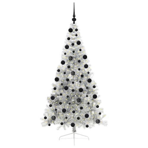 Berkfield Artificial Pre-lit Christmas Tree Silver 210 cm PET 2