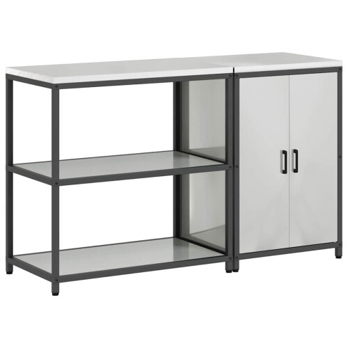 Berkfield Kitchen Storage Set with Shelf 2 pcs Silver Galvanised Steel 1
