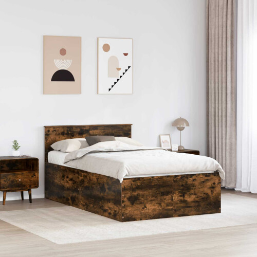 Berkfield Bed Frame Smoked Oak 120 x 190 cm Engineered Wood 2