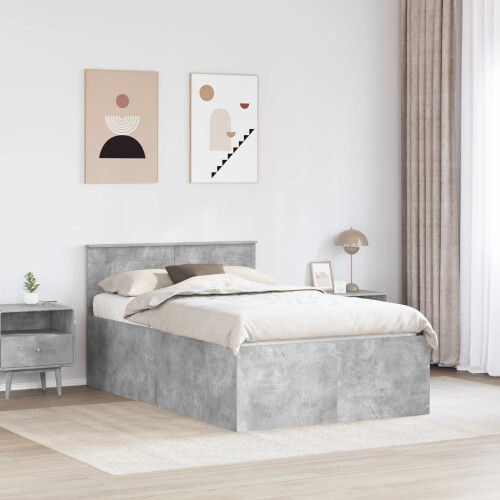 Berkfield Bed Frame Concrete Grey 135 x 190 cm Engineered Wood 2