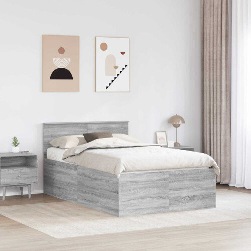 Berkfield Bed Frame Grey Sonoma 120 x 200 cm Engineered Wood 2