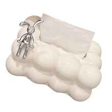 Modern Minimalist Tissue Box Cover with Decorative Rabbit Base, Durable PP Napkin Holder for Home or Office