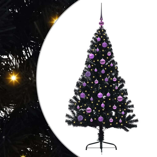Berkfield Artificial Pre-lit Christmas Tree Black 150 cm PVC 1