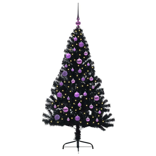 Berkfield Artificial Pre-lit Christmas Tree Black 150 cm PVC 2