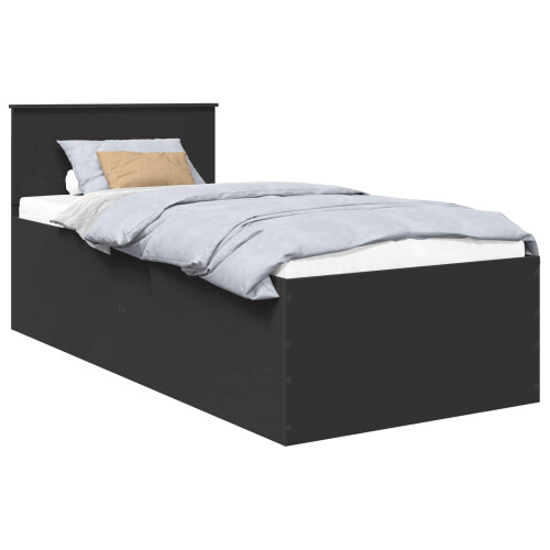 Berkfield Bed Frame with Headboard Black 75 x 190 cm Engineered Wood 1