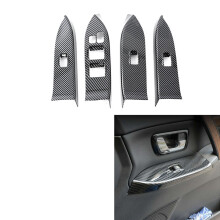 Car Carbon Fiber Window Glass Lift Button Trim Cover Door Armrest Panel Sticker for Pajero 2007-2019