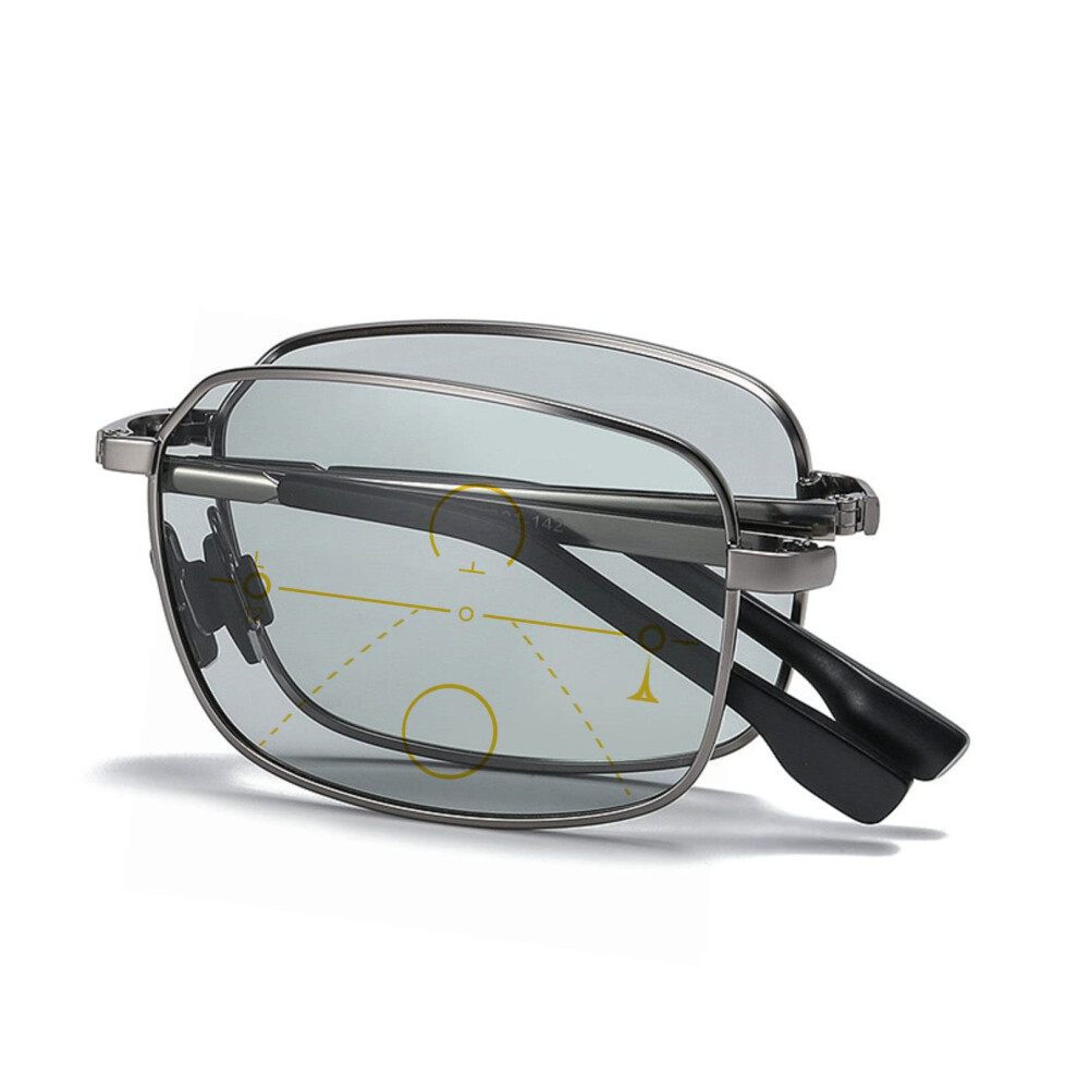 4.0x Folding Photochromic Reading Glasses with Clear SunâTinted Lenses for EyeâStrain Relief