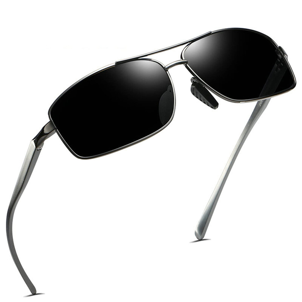 Black Polarized Reading Sunglasses For Men Women, Aluminum Magnesium Frame, 1.0X Magnification