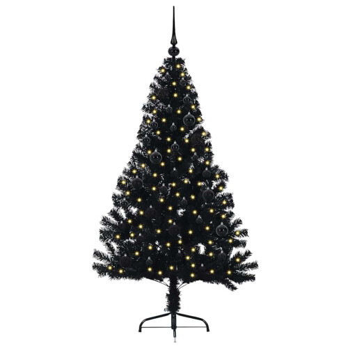 Berkfield Artificial Pre-lit Christmas Tree Black 150 cm PVC 2