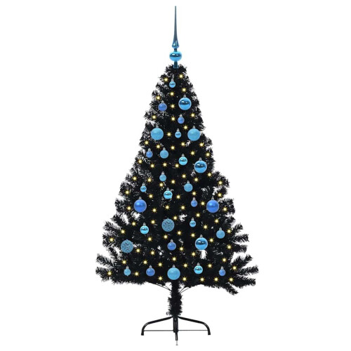Berkfield Artificial Pre-lit Christmas Tree Black 150 cm PVC 2