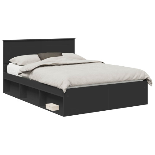 Berkfield Bed Frame with Headboard Black 160 x 200 cm Engineered wood 1