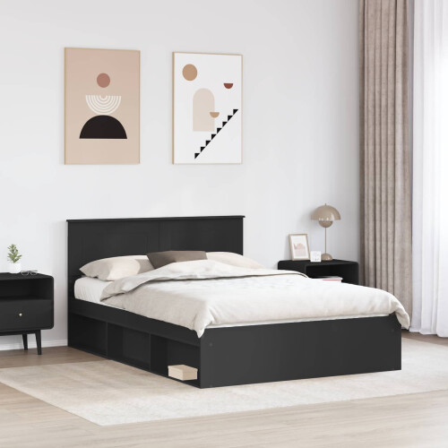 Berkfield Bed Frame with Headboard Black 160 x 200 cm Engineered wood 2