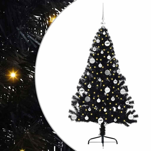 Berkfield Artificial Pre-lit Christmas Tree Black 150 cm PVC 1